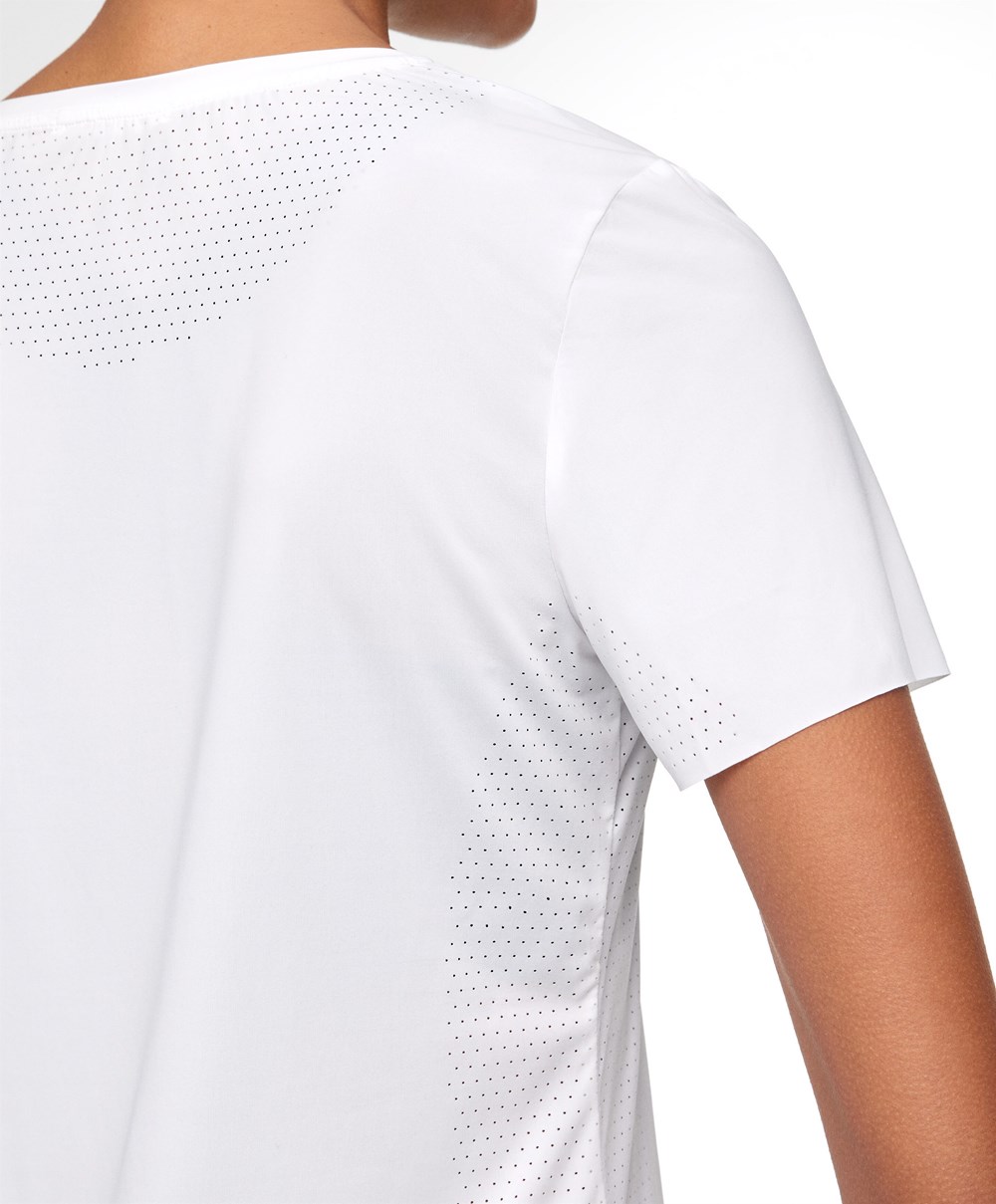 Oysho Microperforated Kort-sleeved Technical T-shirt Hvite | FVEU08691