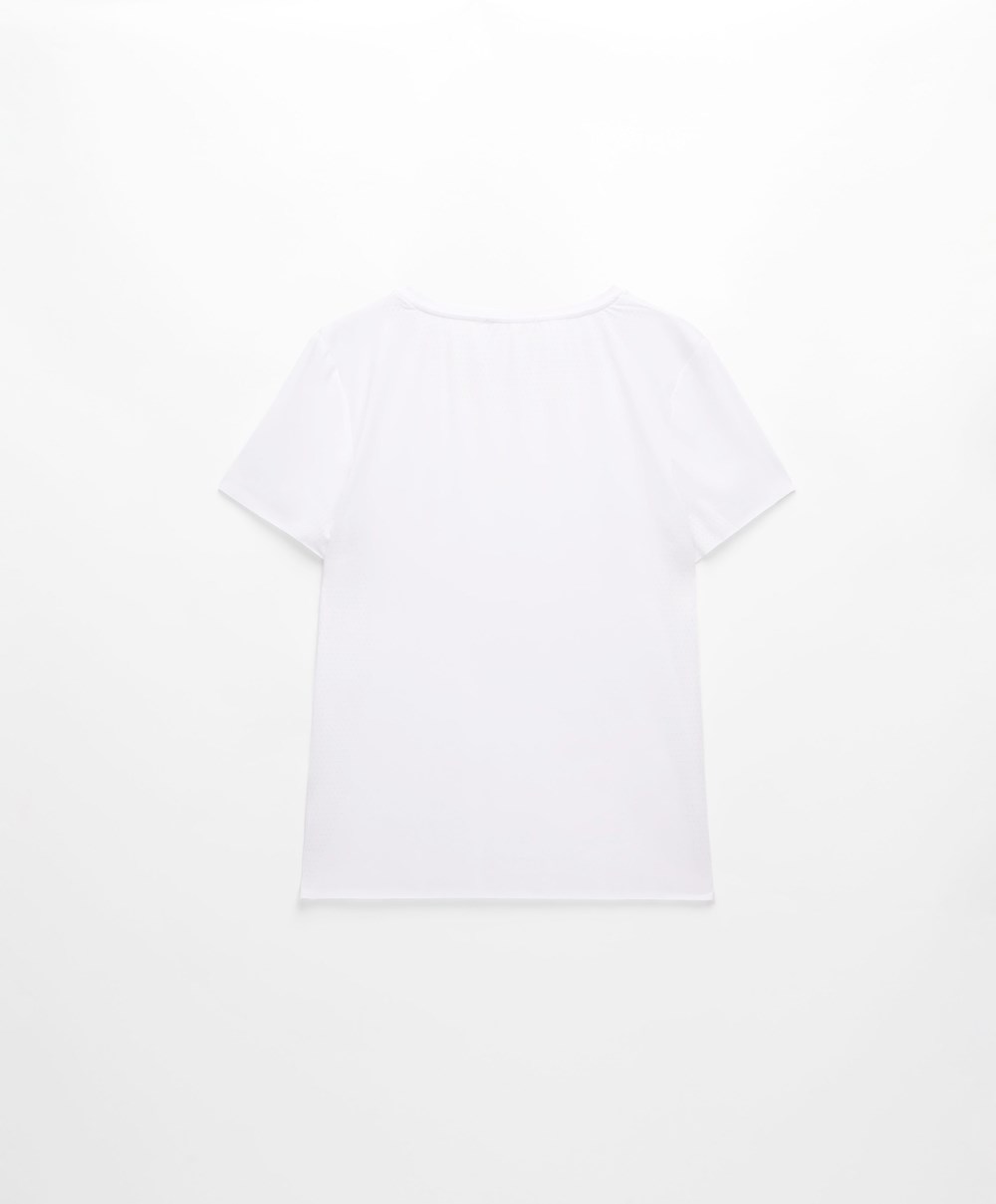 Oysho Microperforated Kort-sleeved Technical T-shirt Hvite | FVEU08691