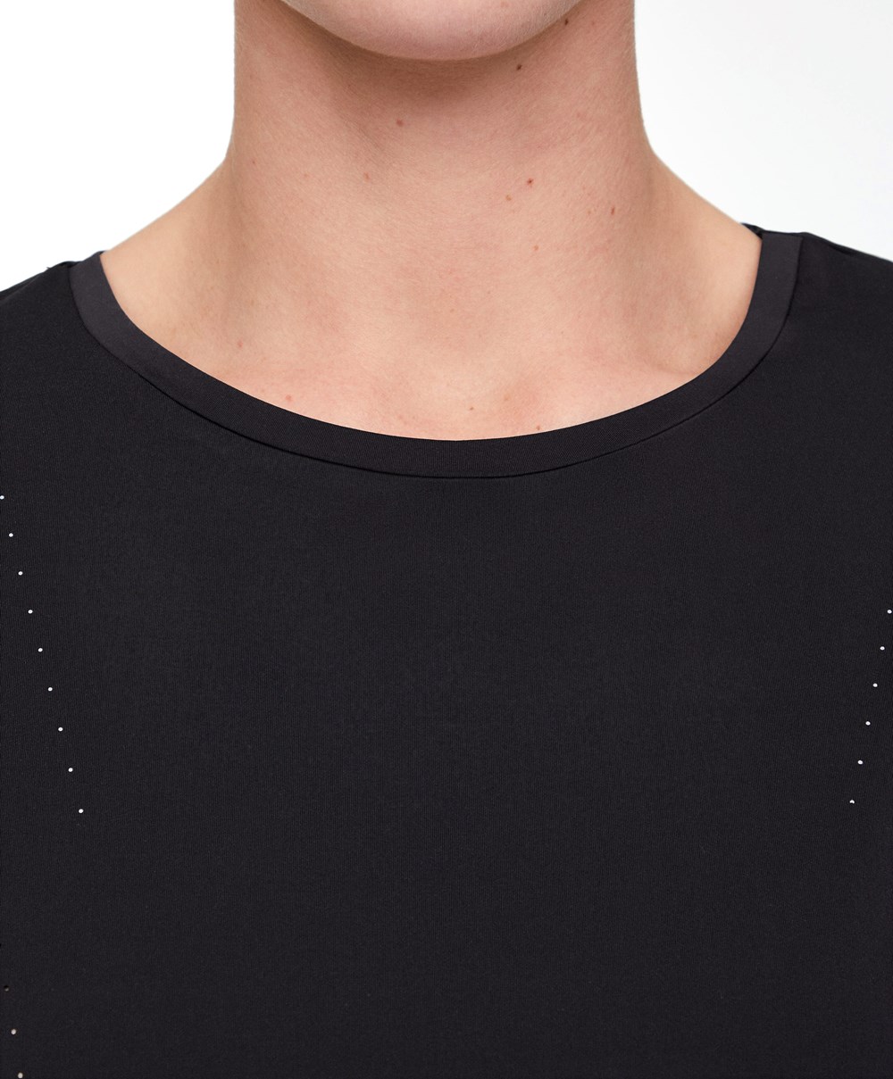 Oysho Microperforated Kort-sleeved Technical T-shirt Svarte | HBZM70196