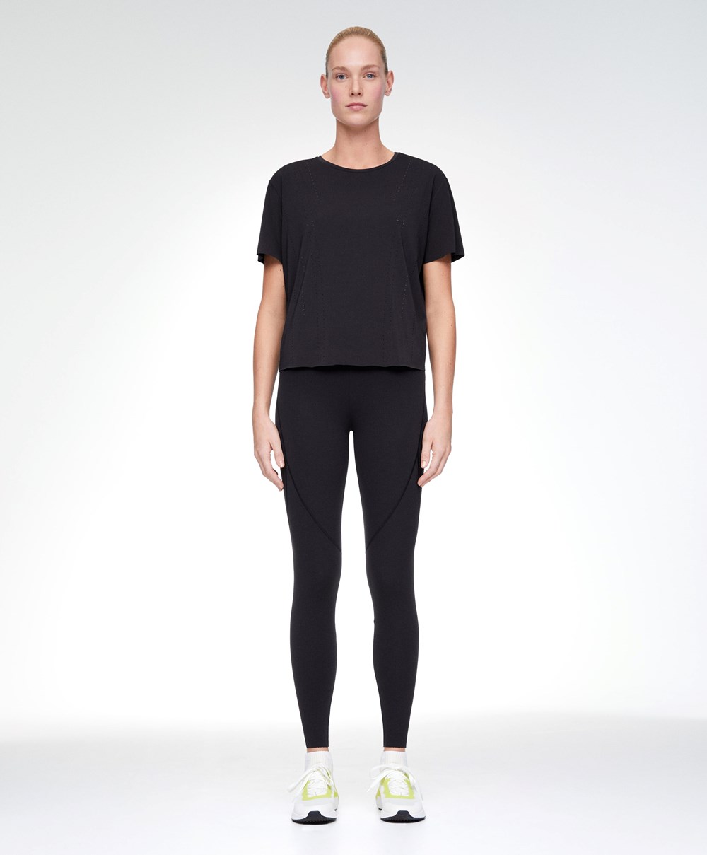 Oysho Microperforated Kort-sleeved Technical T-shirt Svarte | HBZM70196