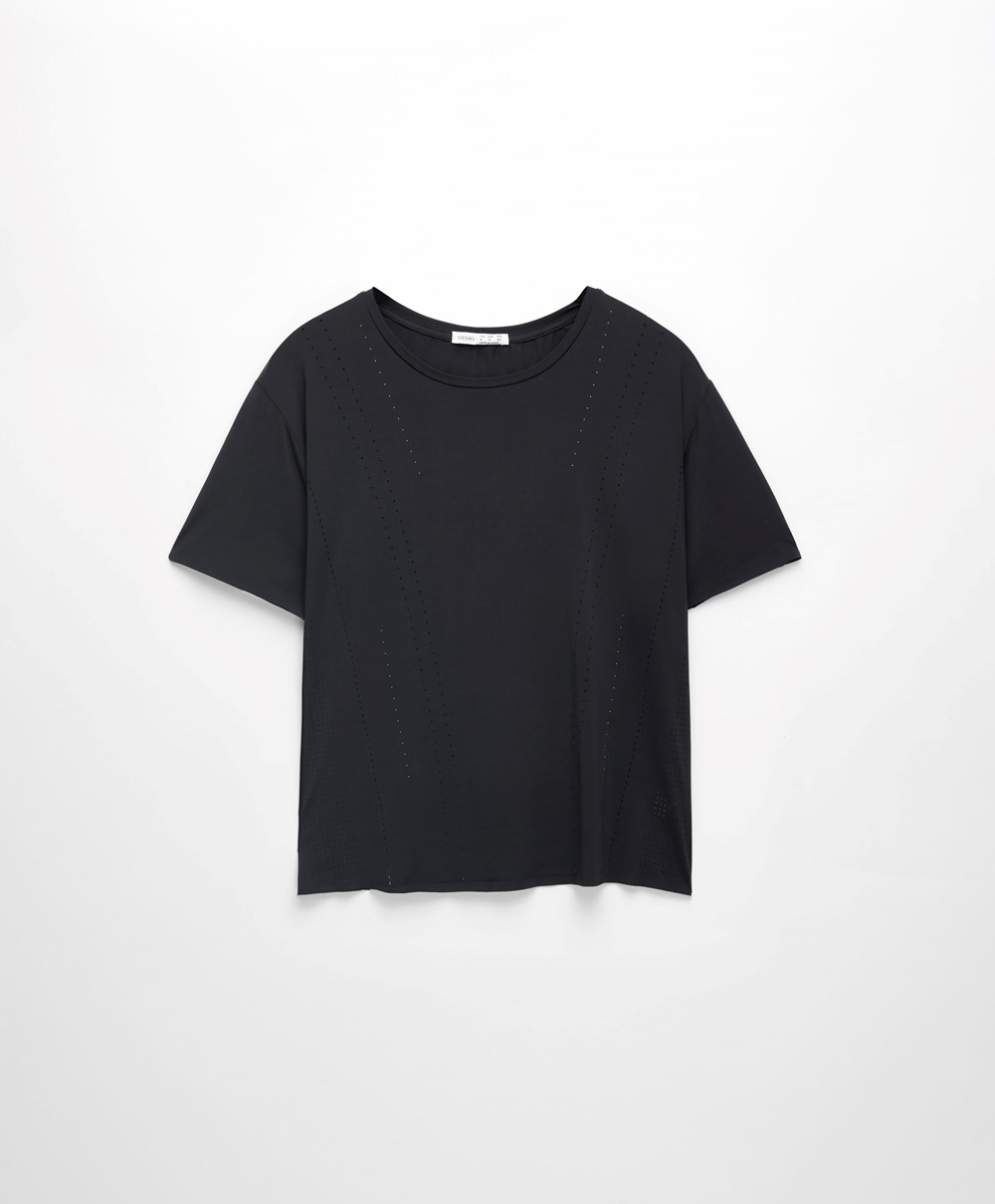 Oysho Microperforated Kort-sleeved Technical T-shirt Svarte | HBZM70196