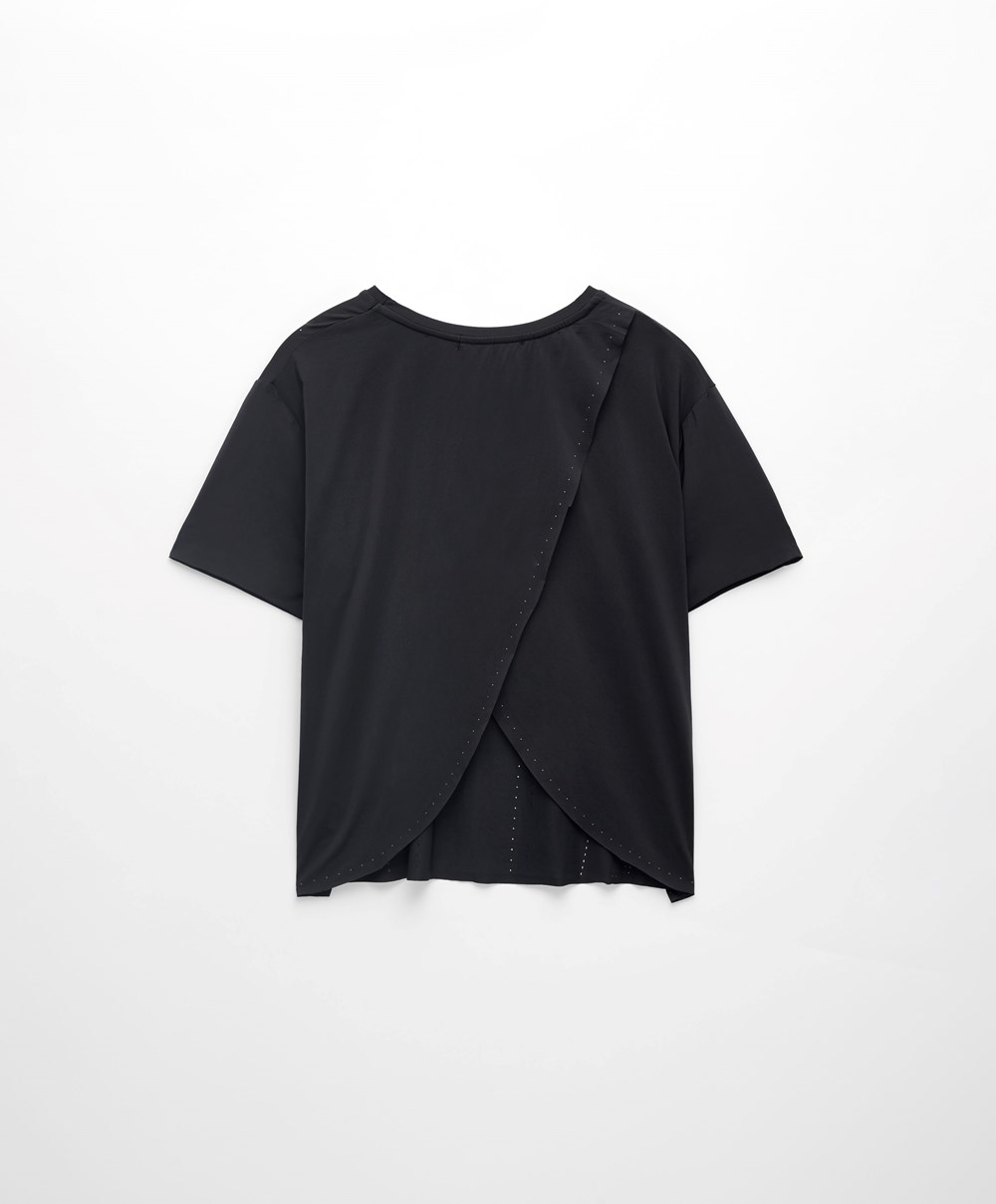 Oysho Microperforated Kort-sleeved Technical T-shirt Svarte | HBZM70196