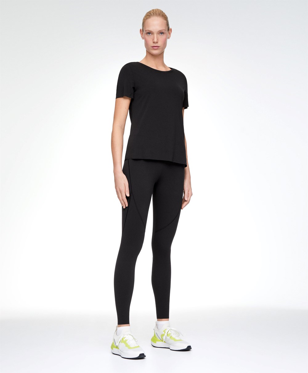 Oysho Microperforated Kort-sleeved Technical T-shirt Svarte | LHAP38915