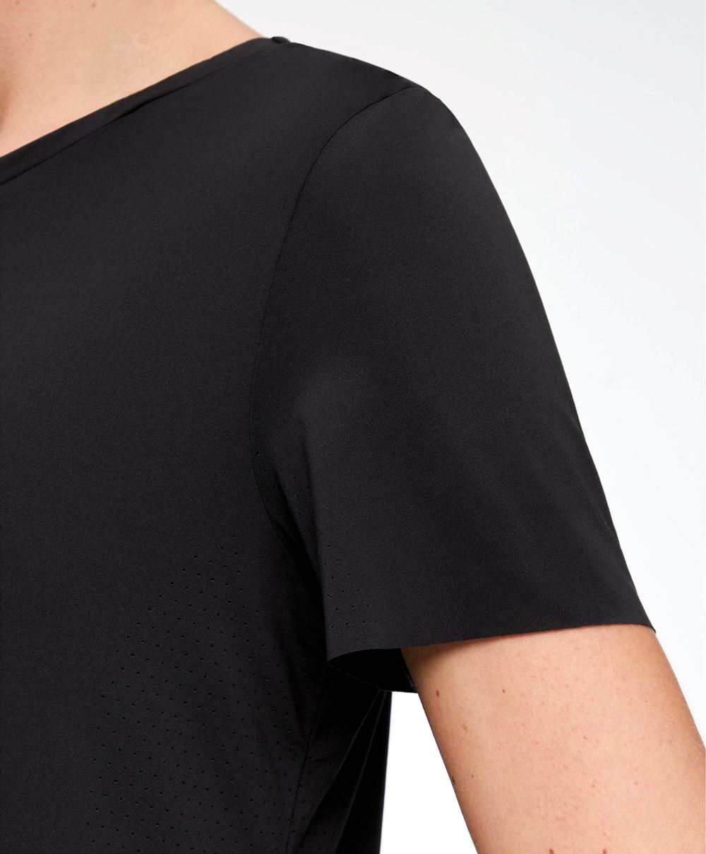 Oysho Microperforated Kort-sleeved Technical T-shirt Svarte | LHAP38915