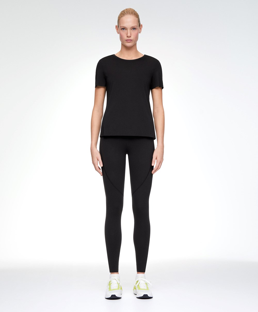 Oysho Microperforated Kort-sleeved Technical T-shirt Svarte | LHAP38915