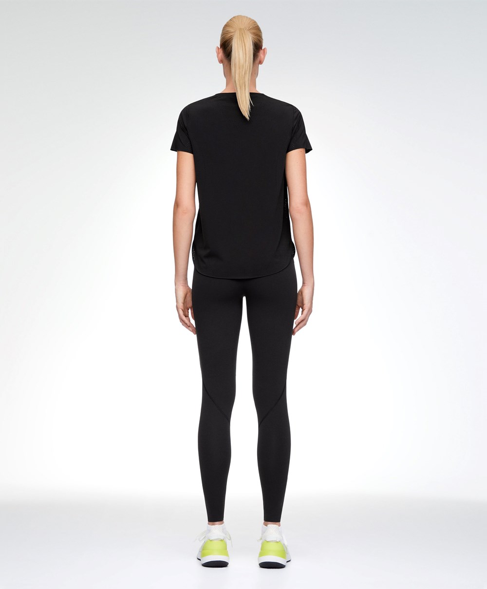 Oysho Microperforated Kort-sleeved Technical T-shirt Svarte | MBFH64592