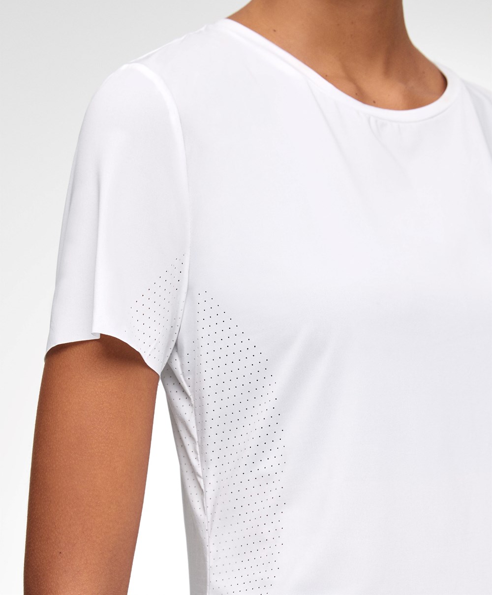 Oysho Microperforated Kort-sleeved Technical T-shirt Hvite | QEAS10274