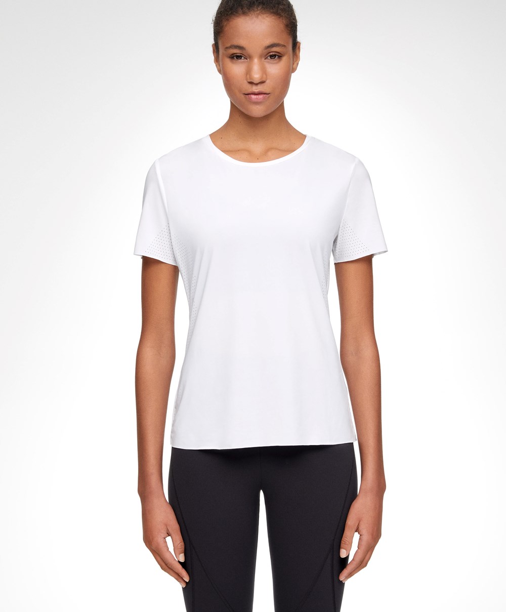 Oysho Microperforated Kort-sleeved Technical T-shirt Hvite | QEAS10274