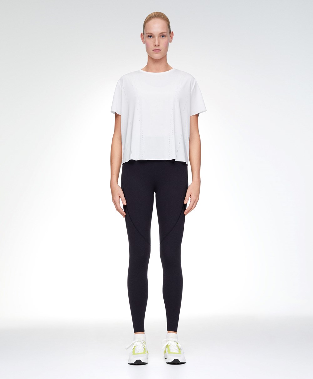 Oysho Microperforated Kort-sleeved Technical T-shirt Hvite | ZYEM52976