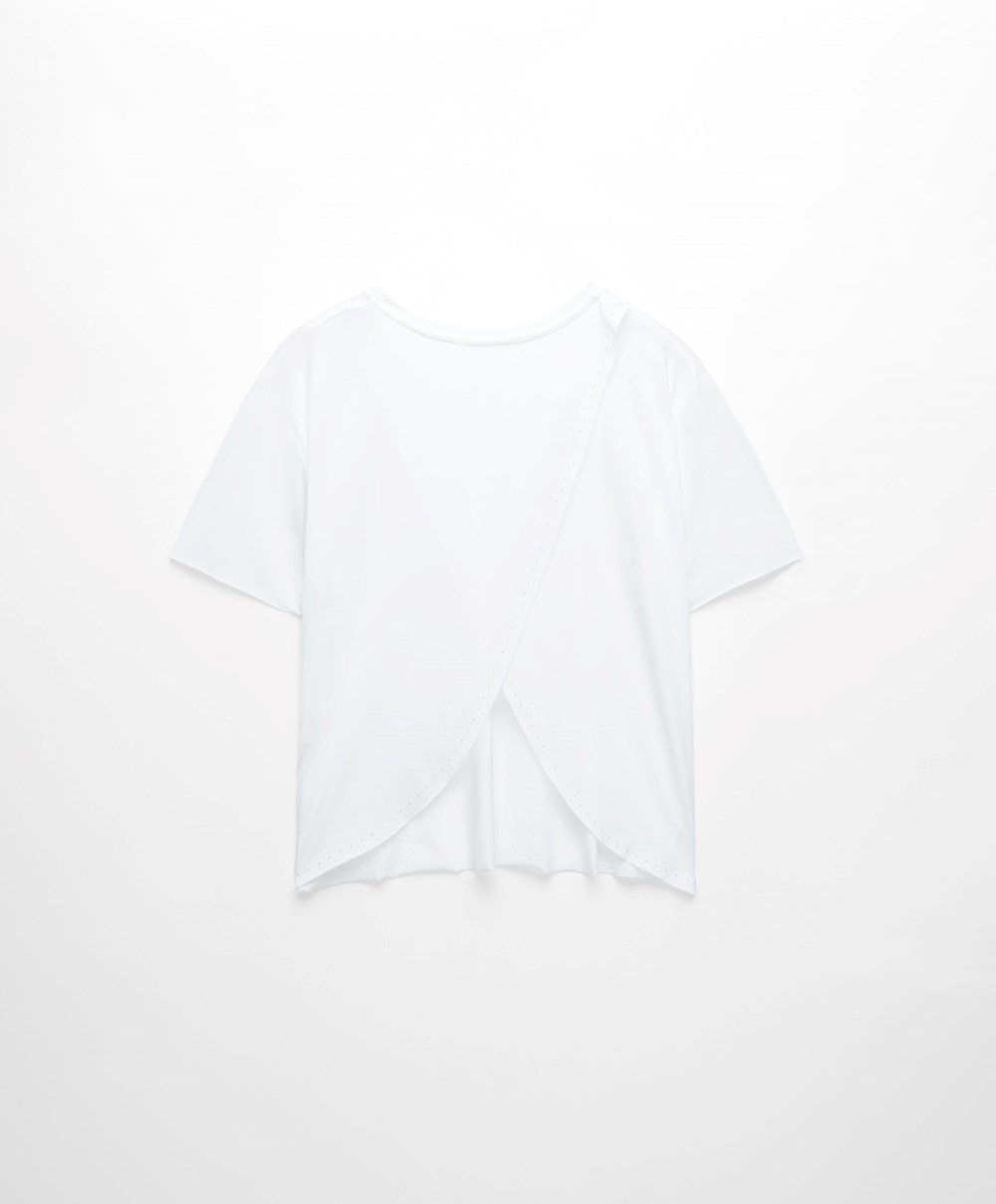 Oysho Microperforated Kort-sleeved Technical T-shirt Hvite | ZYEM52976