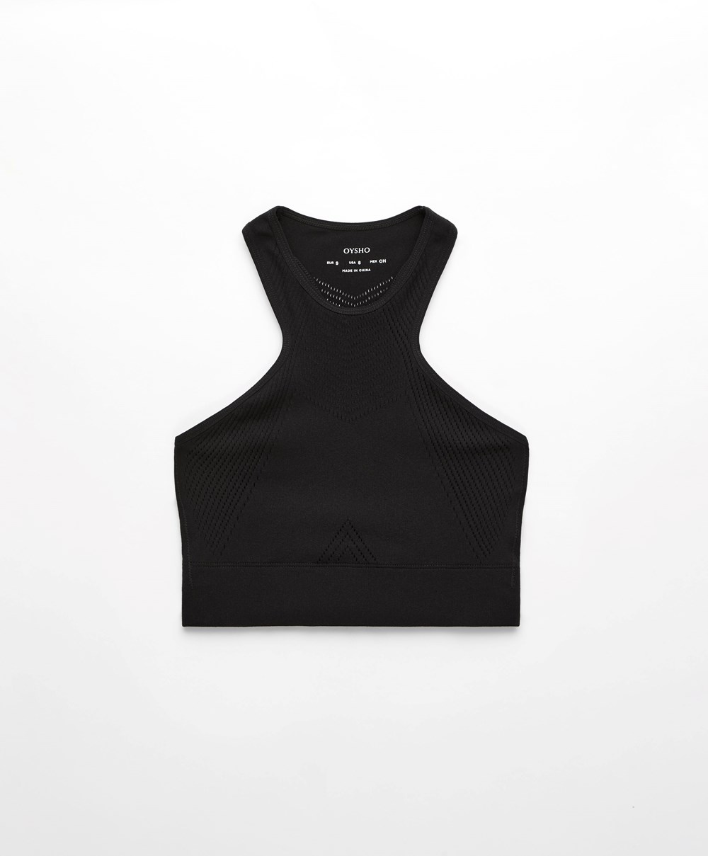 Oysho Microperforated Seamless Tank Top Svarte | LQYV94867