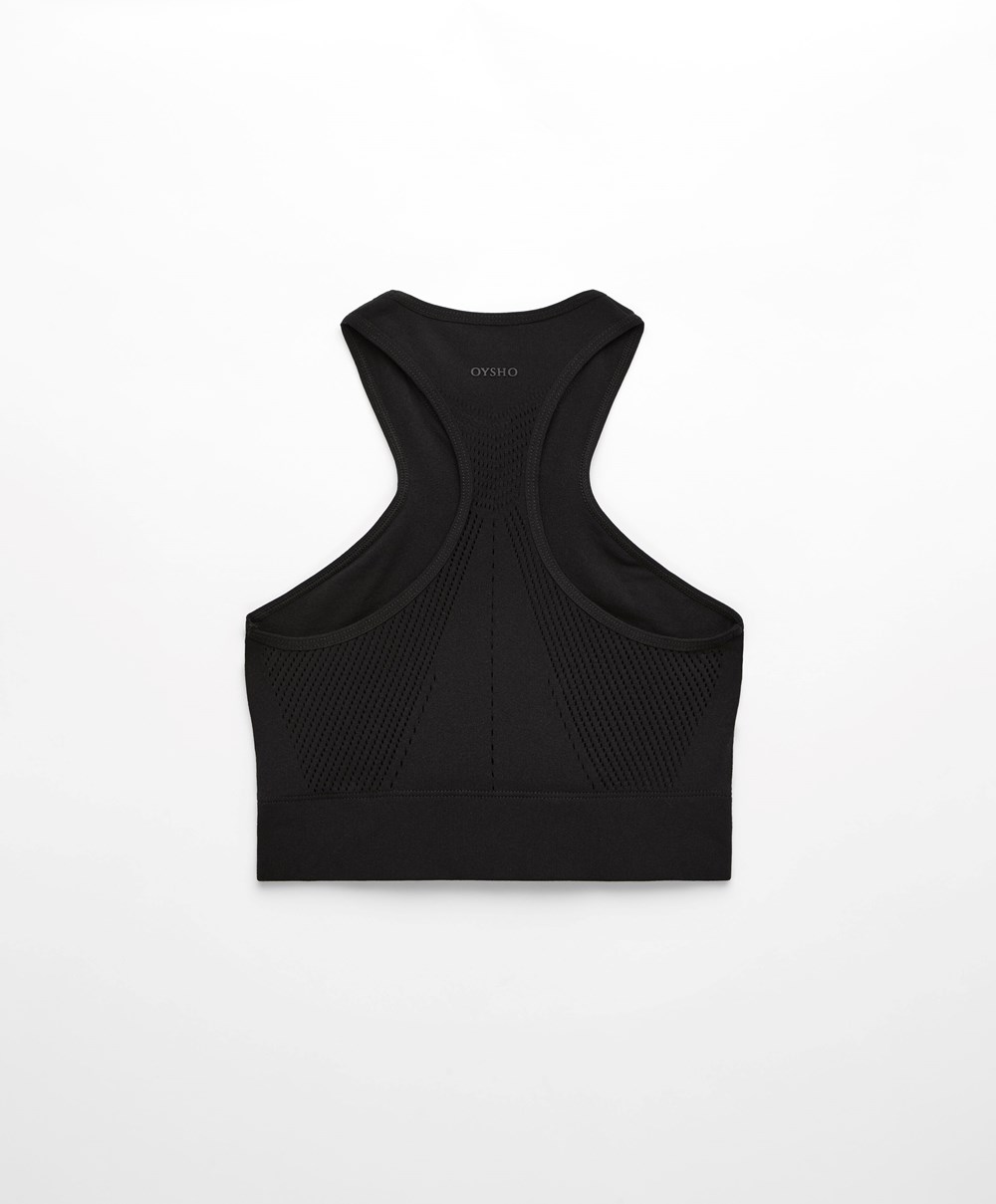 Oysho Microperforated Seamless Tank Top Svarte | LQYV94867