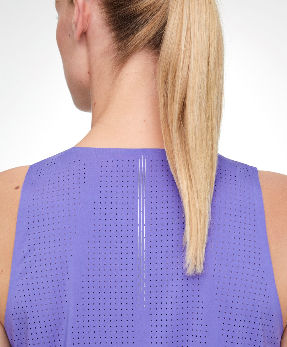 Oysho Microperforated Technical Ermeløse T-shirt Violet | BOVH56429