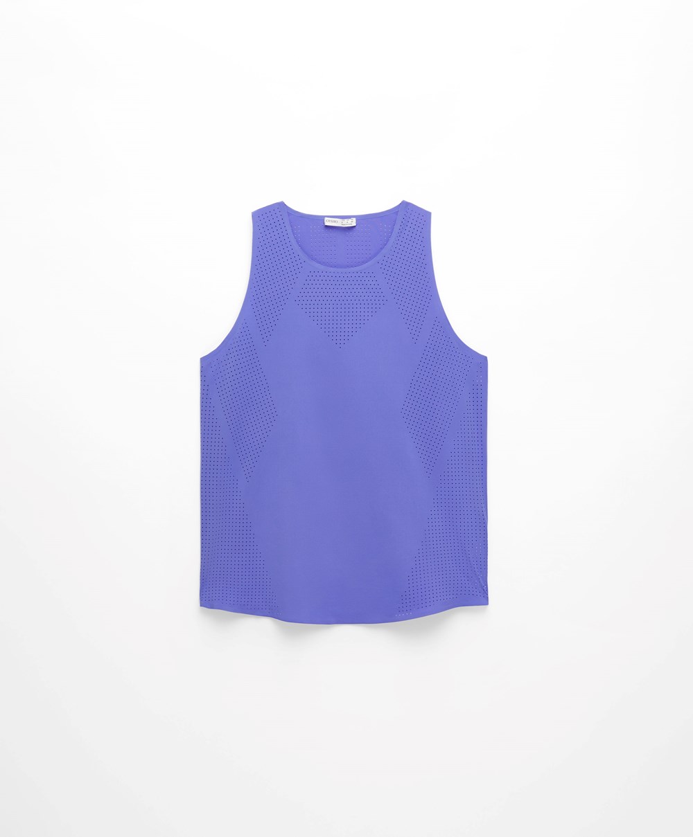 Oysho Microperforated Technical Ermeløse T-shirt Violet | BOVH56429