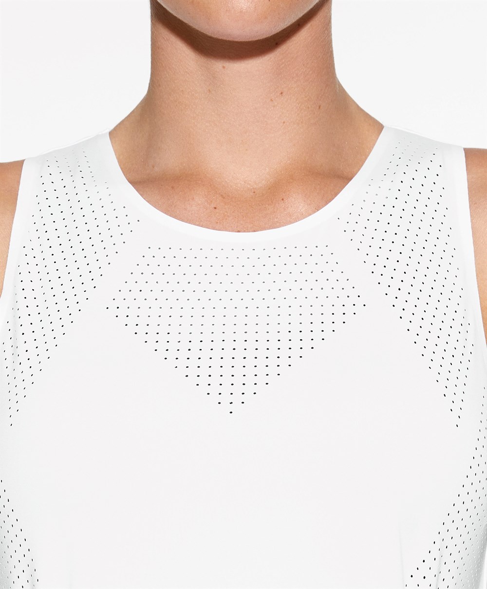 Oysho Microperforated Technical Ermeløse T-shirt Hvite | CZNT31695