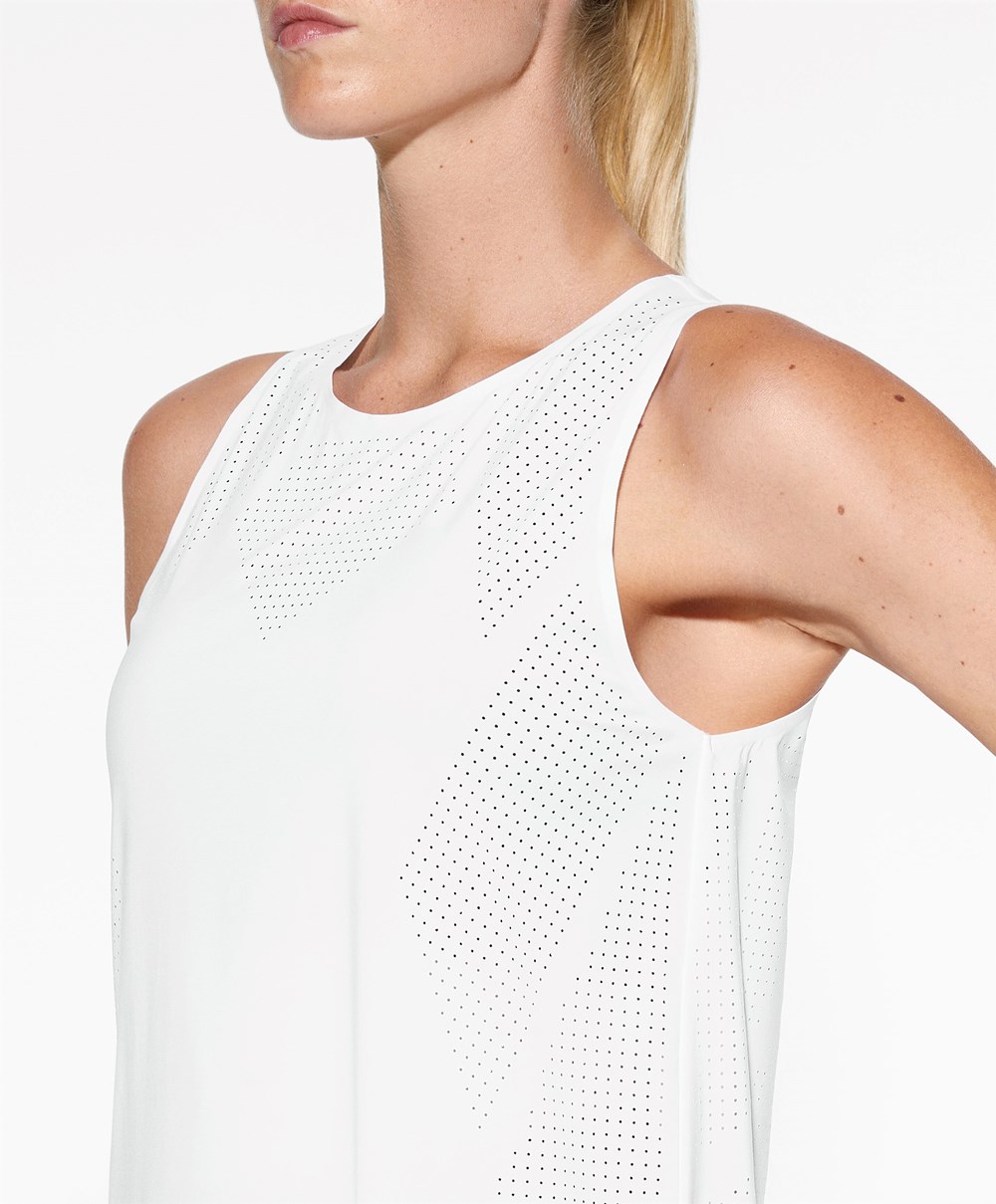 Oysho Microperforated Technical Ermeløse T-shirt Hvite | CZNT31695