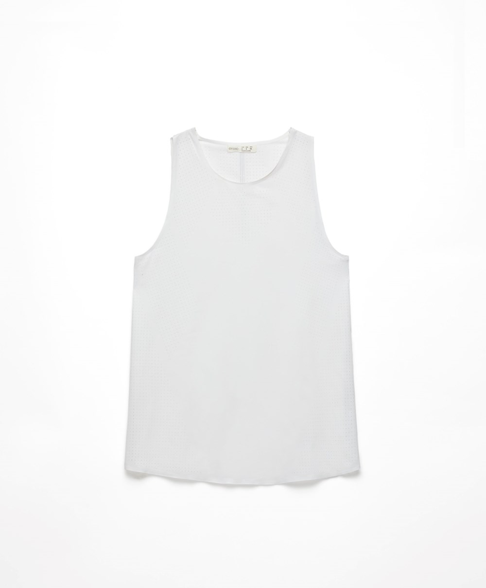 Oysho Microperforated Technical Ermeløse T-shirt Hvite | CZNT31695