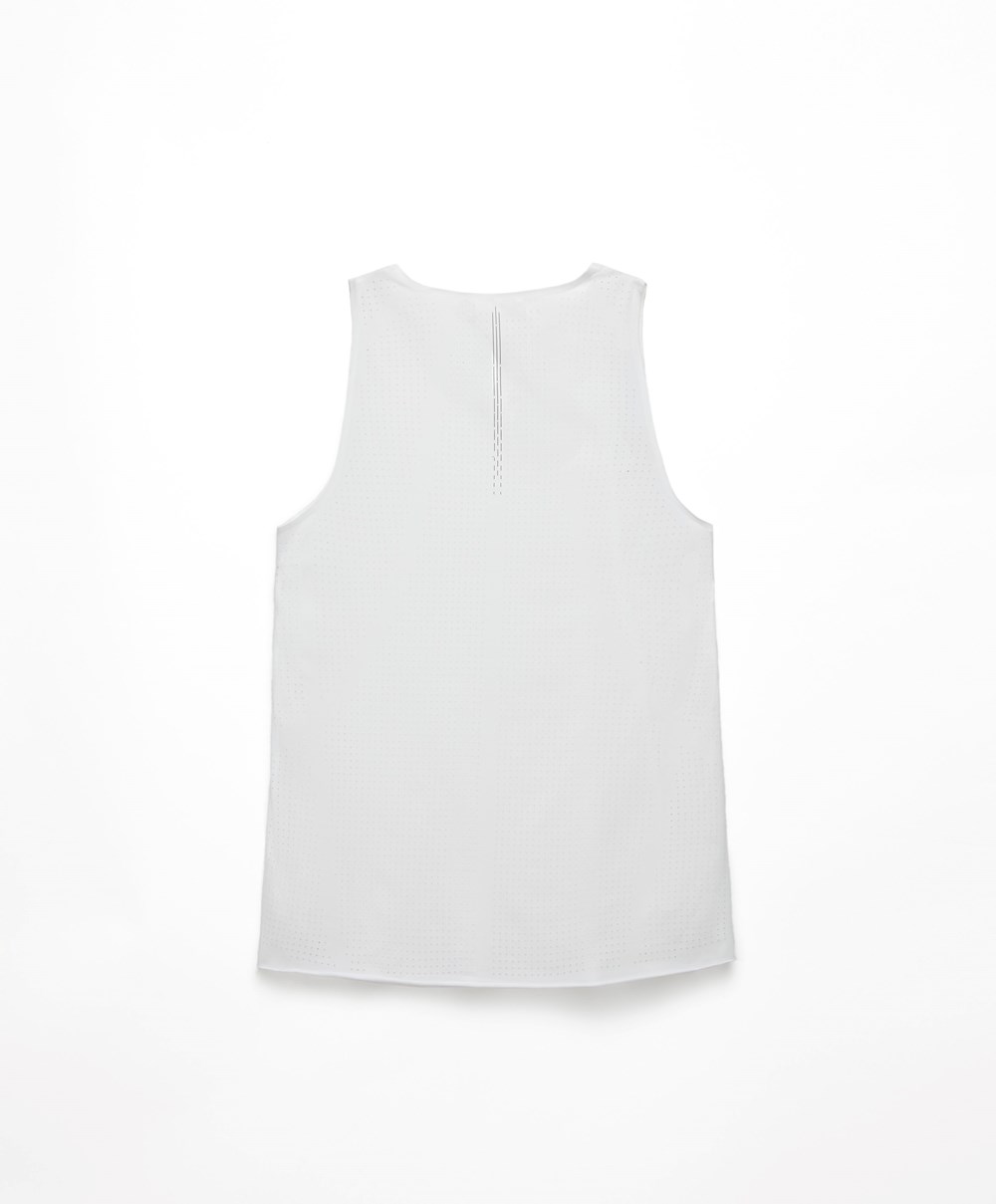 Oysho Microperforated Technical Ermeløse T-shirt Hvite | CZNT31695