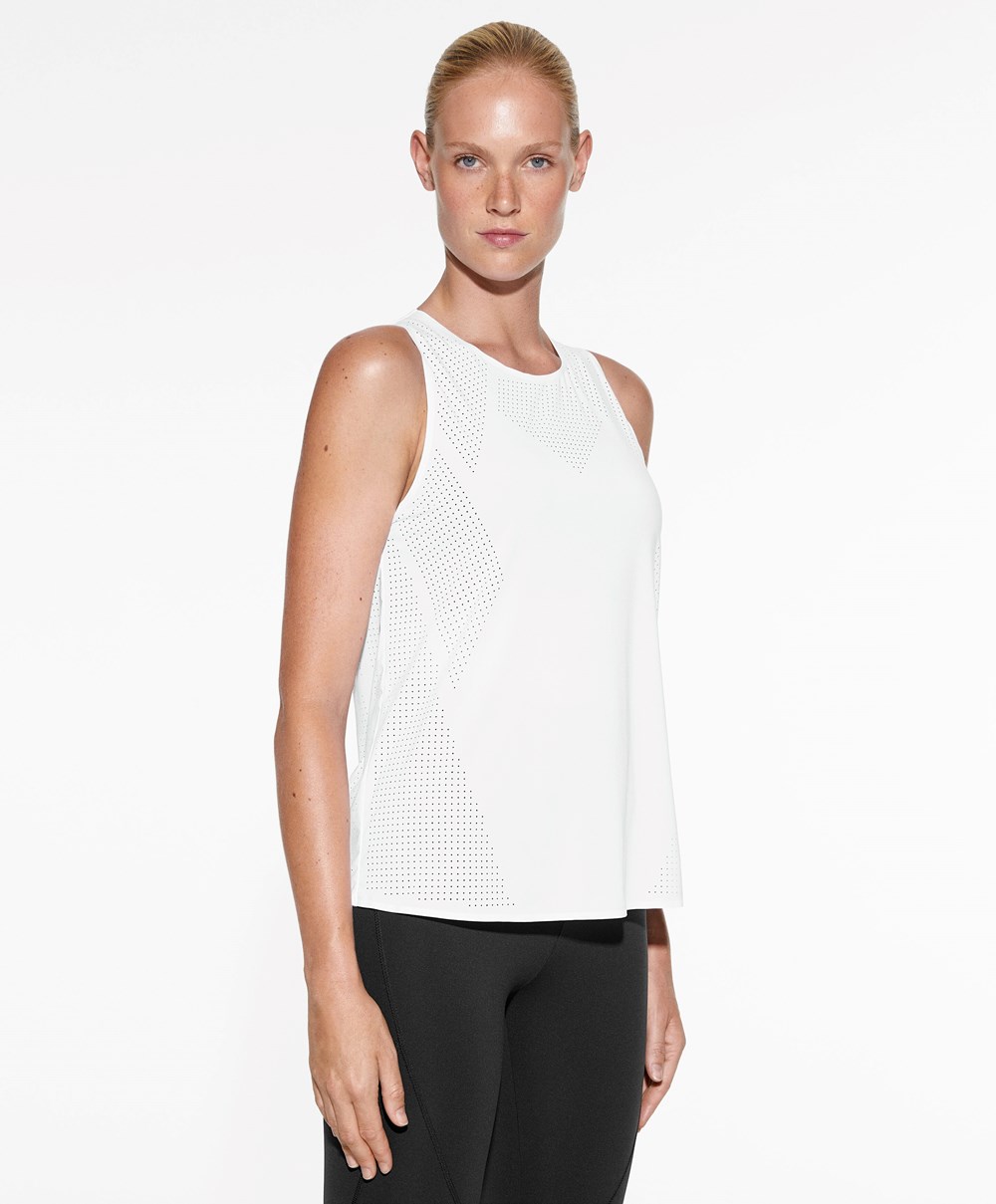 Oysho Microperforated Technical Ermeløse T-shirt Hvite | CZNT31695