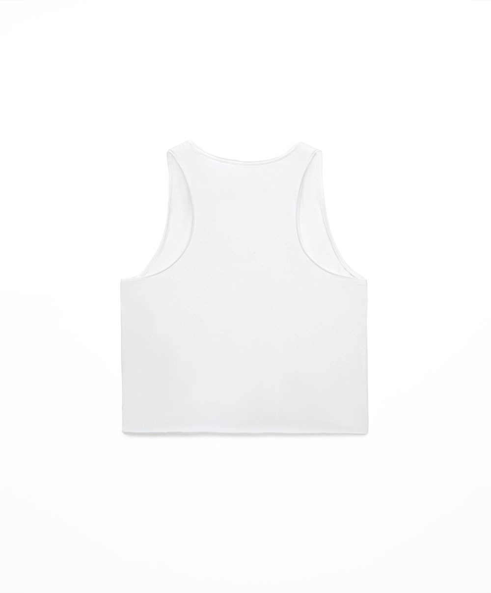 Oysho Microperforated Technical Ermeløse T-shirt Hvite | FUAD61853