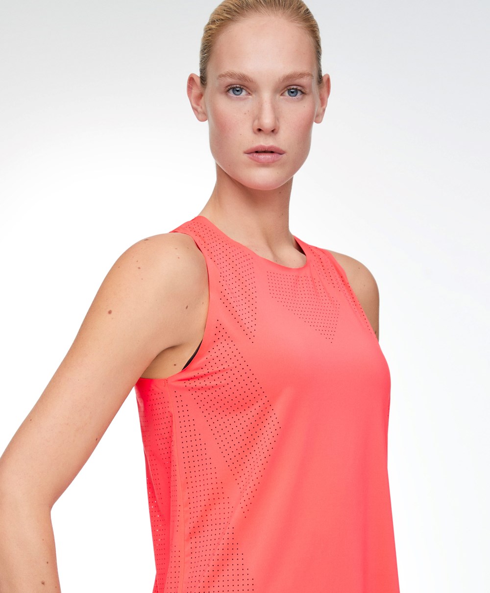 Oysho Microperforated Technical Ermeløse T-shirt Rosa | KONU87046