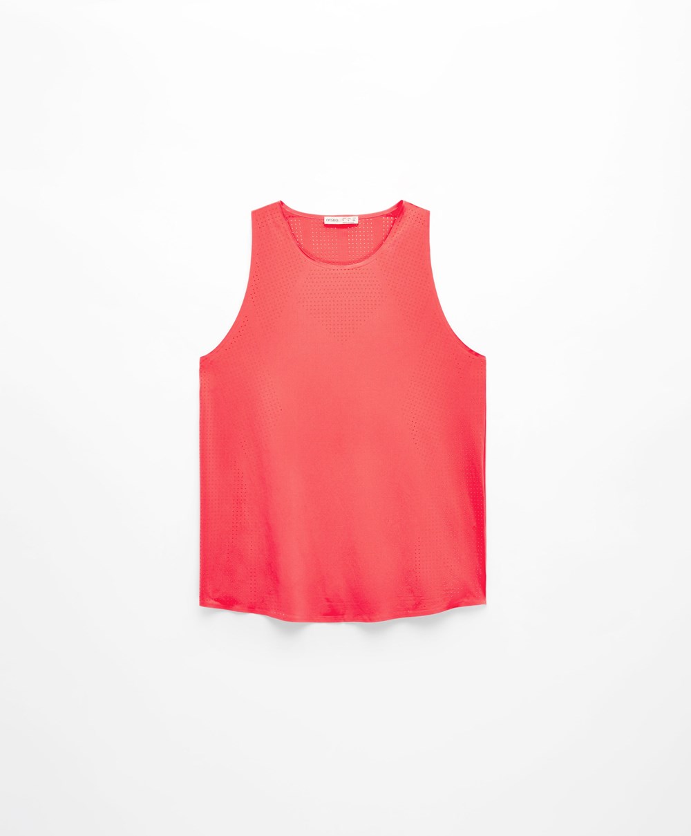 Oysho Microperforated Technical Ermeløse T-shirt Rosa | KONU87046