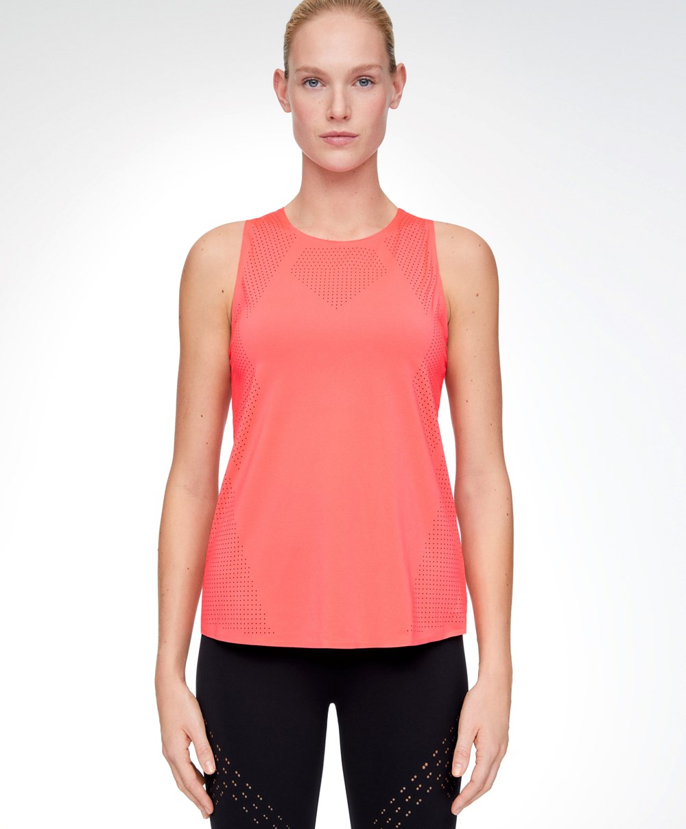 Oysho Microperforated Technical Ermeløse T-shirt Rosa | KONU87046