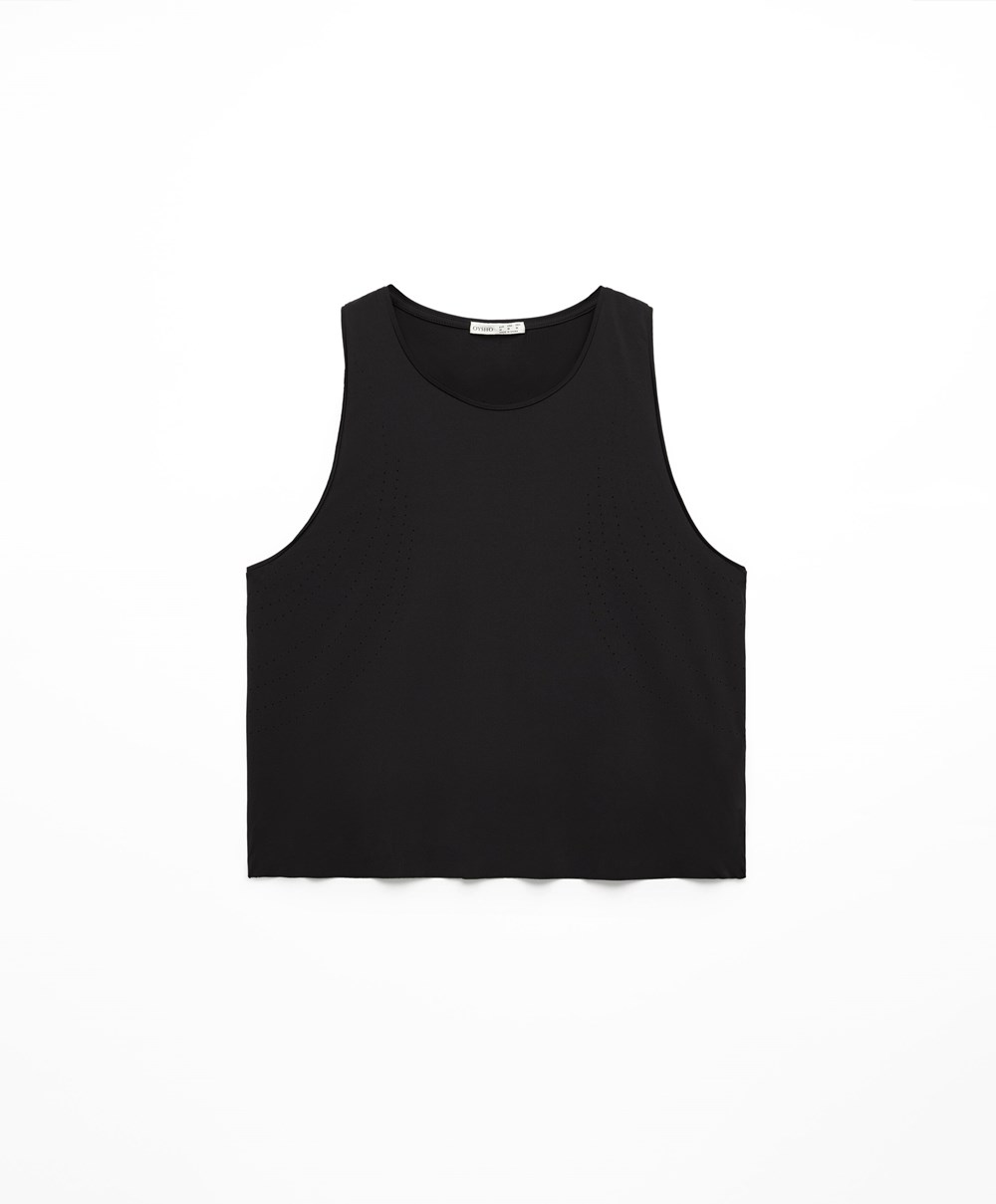 Oysho Microperforated Technical Ermeløse T-shirt Svarte | LFEZ42038