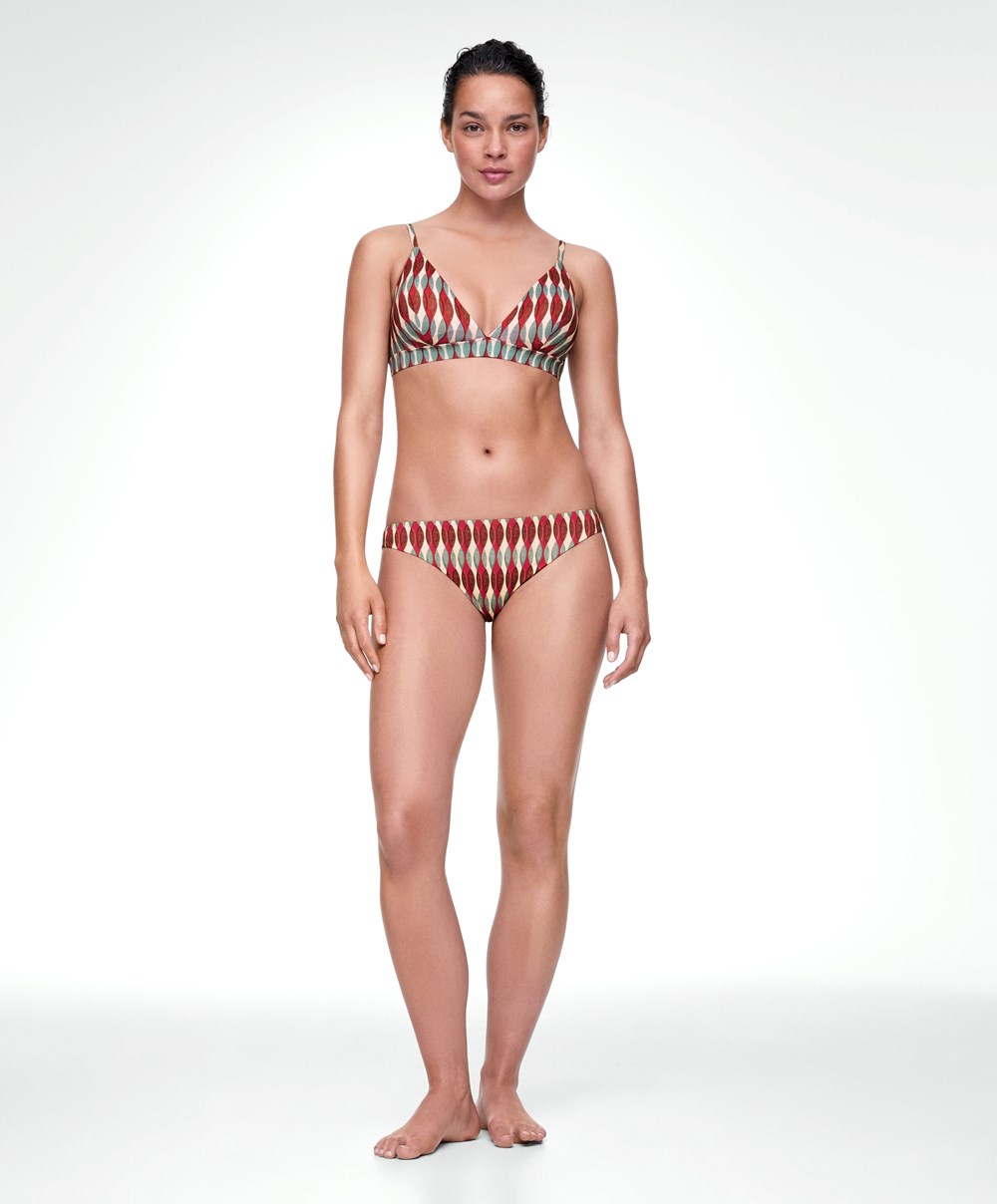 Oysho Mid-rise Bikini Briefs Terracotta | THCE25347