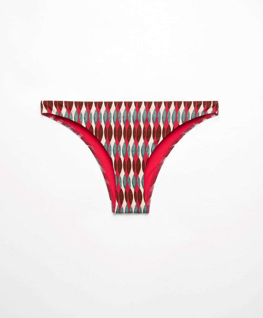 Oysho Mid-rise Bikini Briefs Terracotta | THCE25347