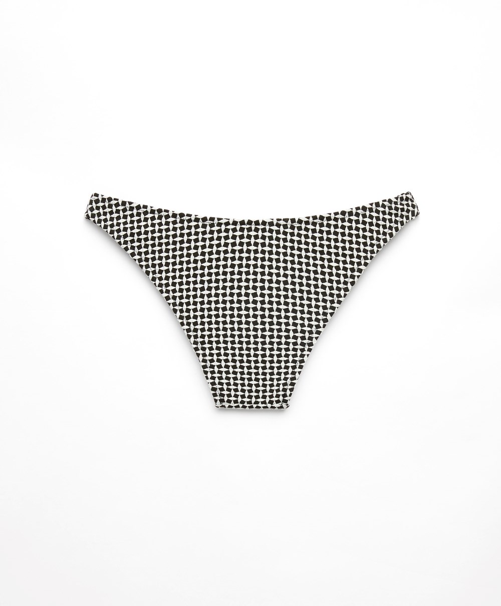 Oysho Mini Geometric Medium-coverage U-cut Bikini Briefs Svarte | MYVK94607