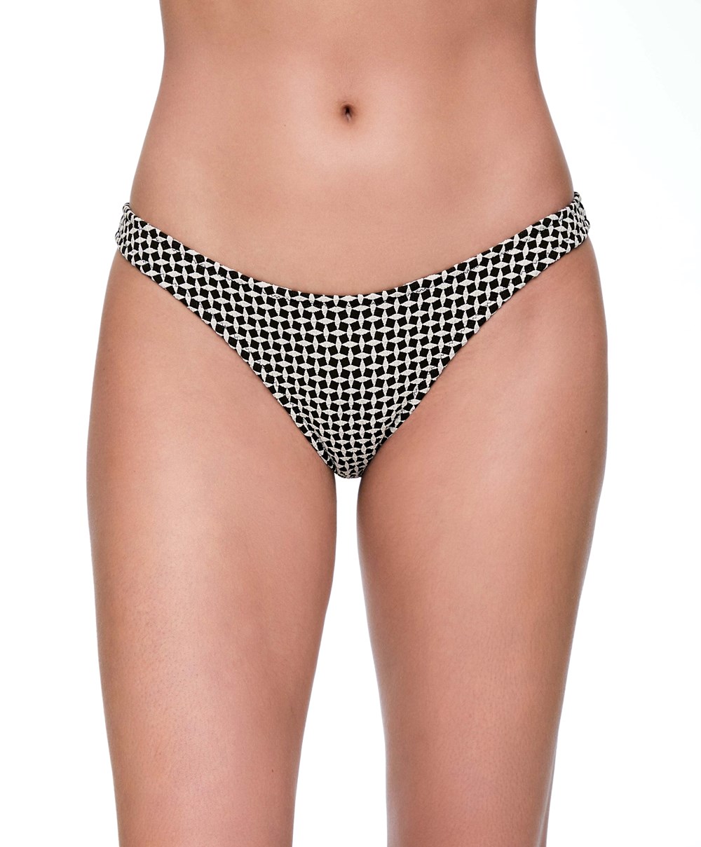 Oysho Mini Geometric Medium-coverage U-cut Bikini Briefs Svarte | MYVK94607