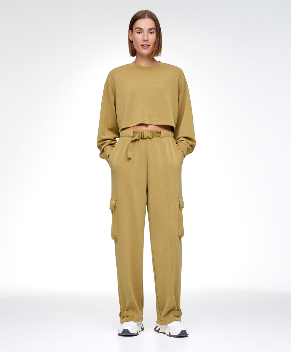 Oysho Modal Cargo Trousers Olivengrønne | PNKG12698