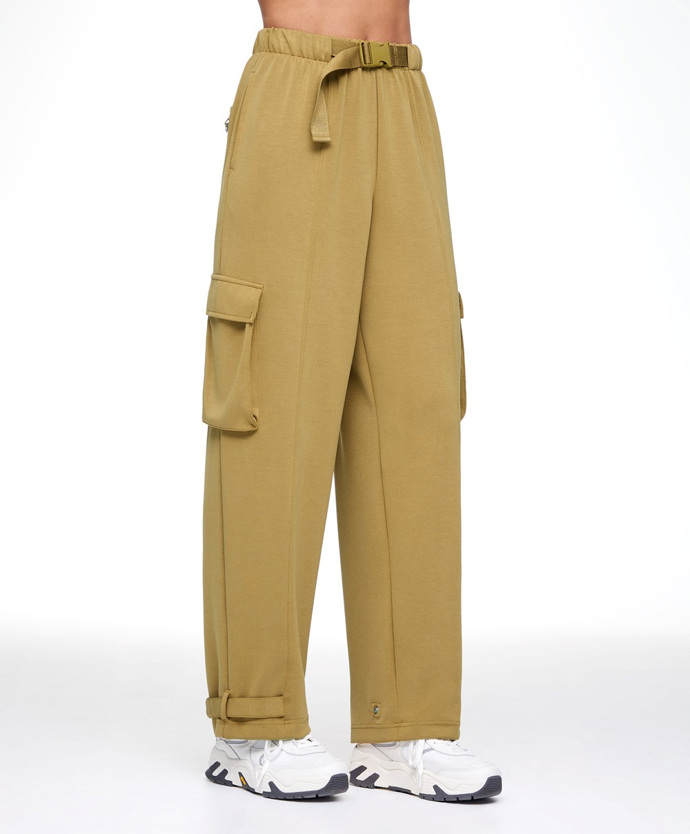 Oysho Modal Cargo Trousers Olivengrønne | SMAN18230