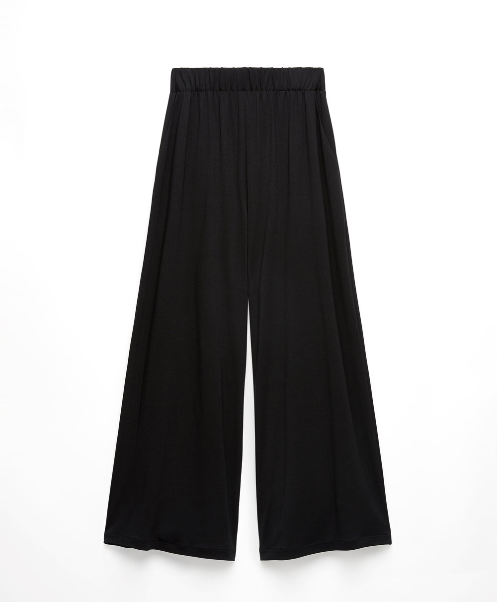 Oysho Modal Crop Trousers Svarte | WKBG17902