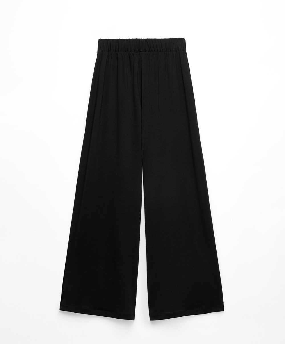 Oysho Modal Crop Trousers Svarte | WKBG17902