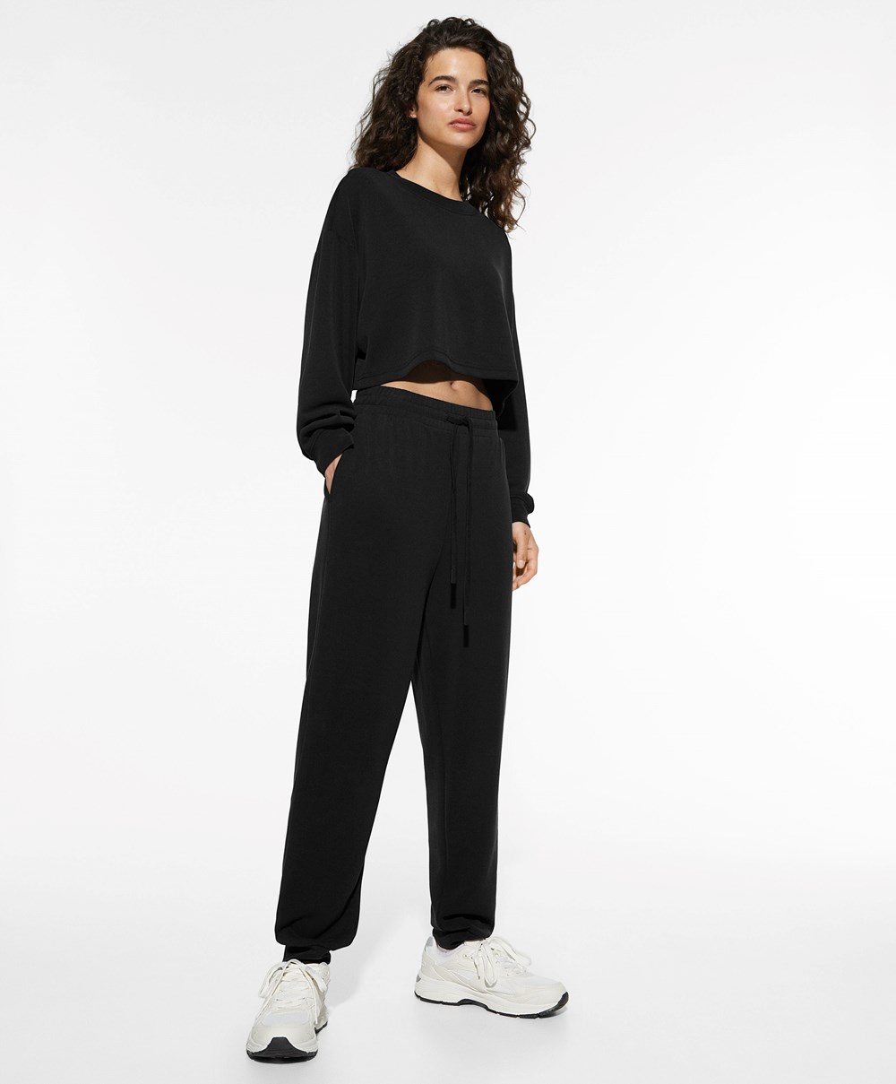 Oysho Modal Joggers Svarte | LFRB15847