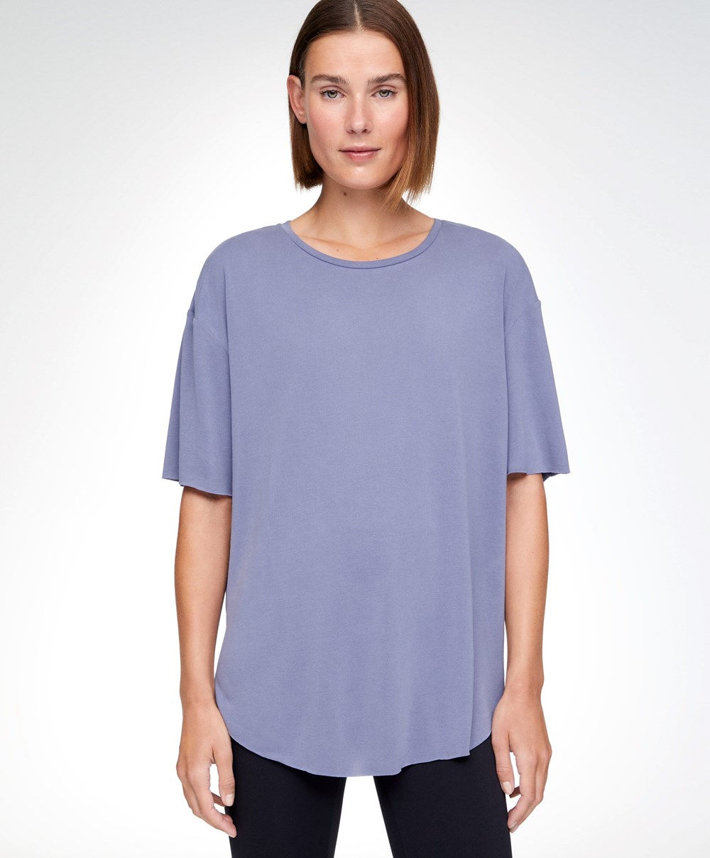 Oysho Modal Kort-sleeved T-shirt Blå | AOTK96845