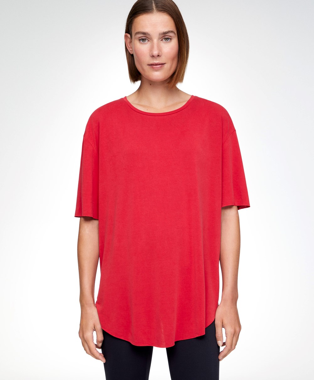 Oysho Modal Kort-sleeved T-shirt Rød | JEXD89561