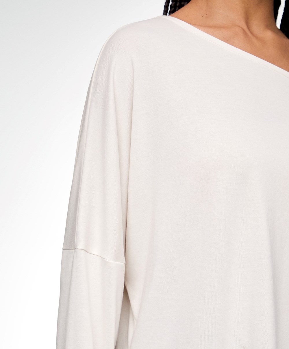 Oysho Modal Long-sleeved T-shirt Cream-white | LHAM85703