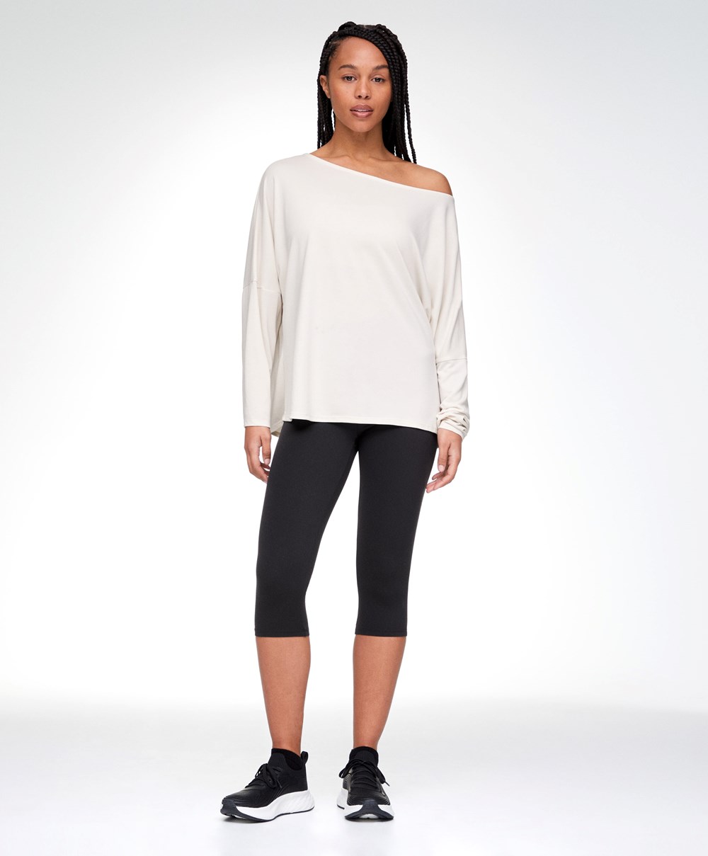 Oysho Modal Long-sleeved T-shirt Cream-white | LHAM85703