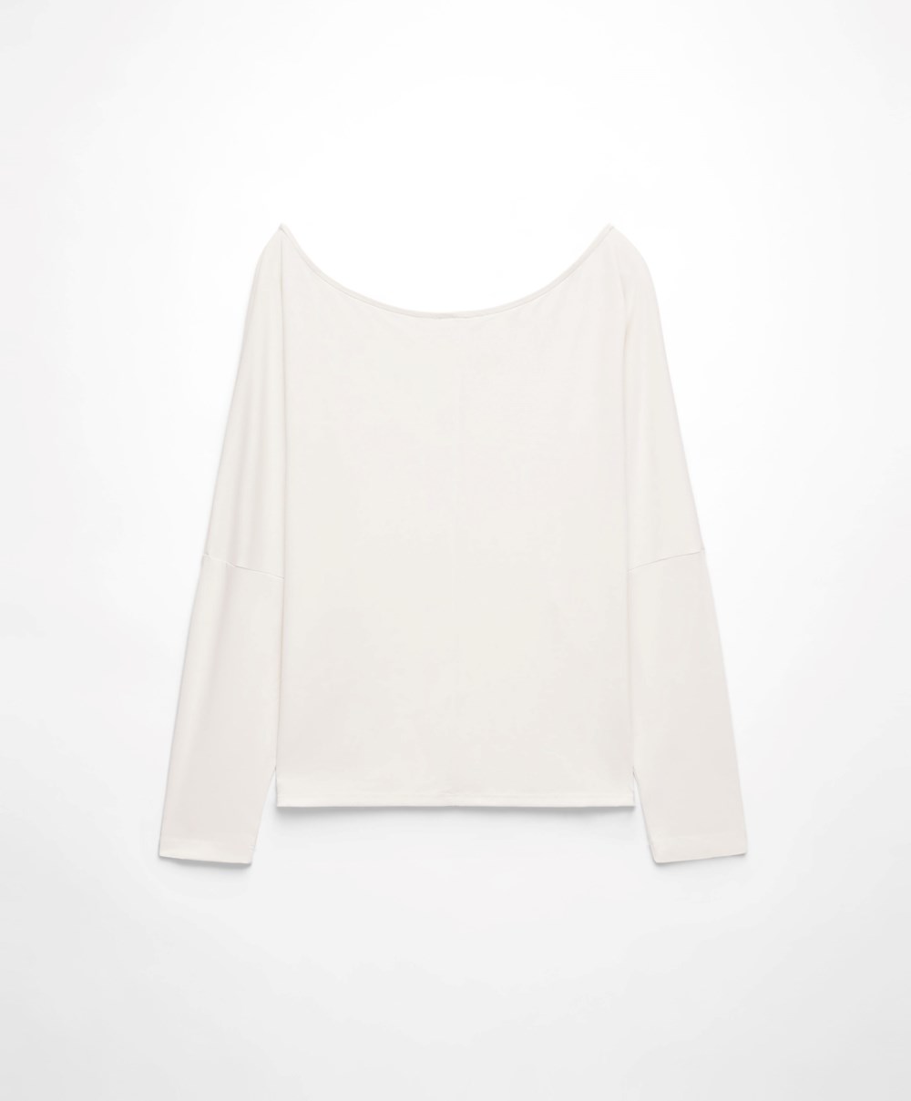 Oysho Modal Long-sleeved T-shirt Cream-white | LHAM85703