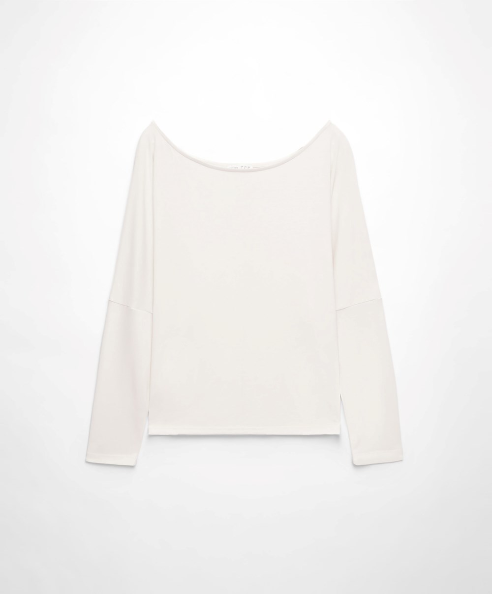 Oysho Modal Long-sleeved T-shirt Cream-white | LHAM85703