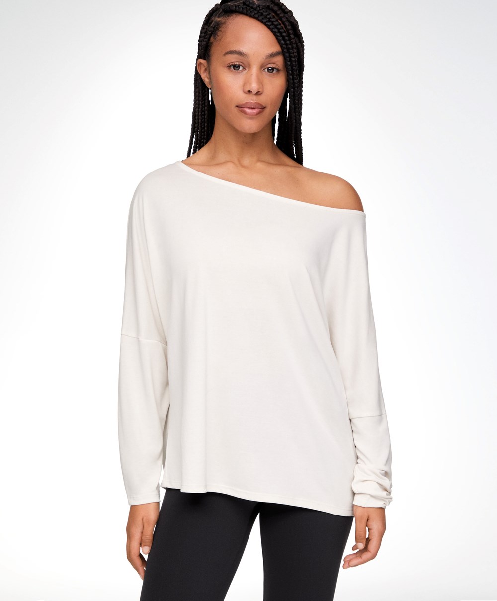 Oysho Modal Long-sleeved T-shirt Cream-white | LHAM85703