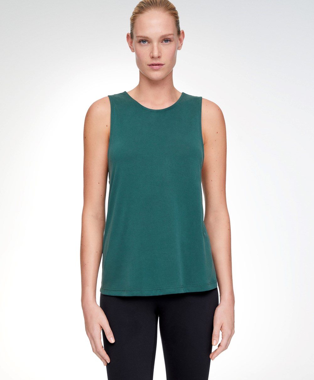 Oysho Modal Open Back Ermeløse T-shirt Bottle | HRLC52369