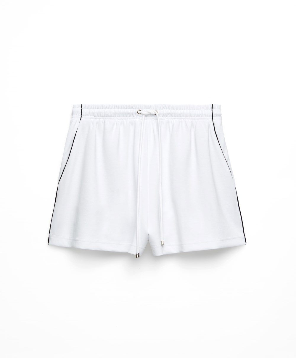 Oysho Modal Shorts With Piping Hvite | HLTJ61523