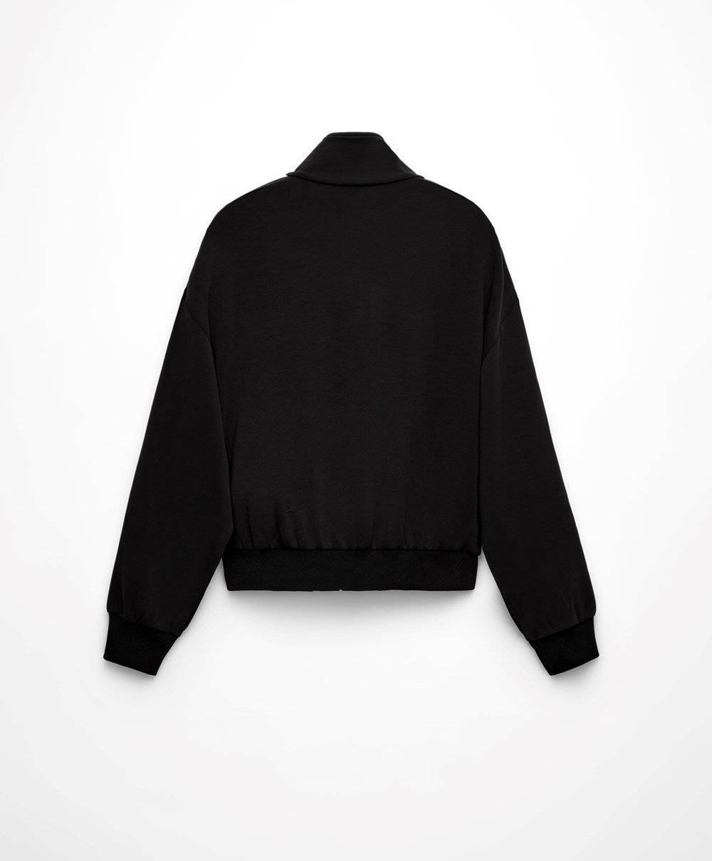 Oysho Modal Side Band Jacket Svarte | NYOW83690