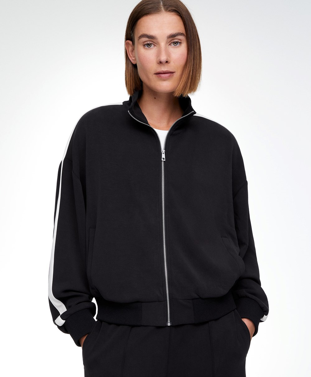 Oysho Modal Side Band Jacket Svarte | NYOW83690