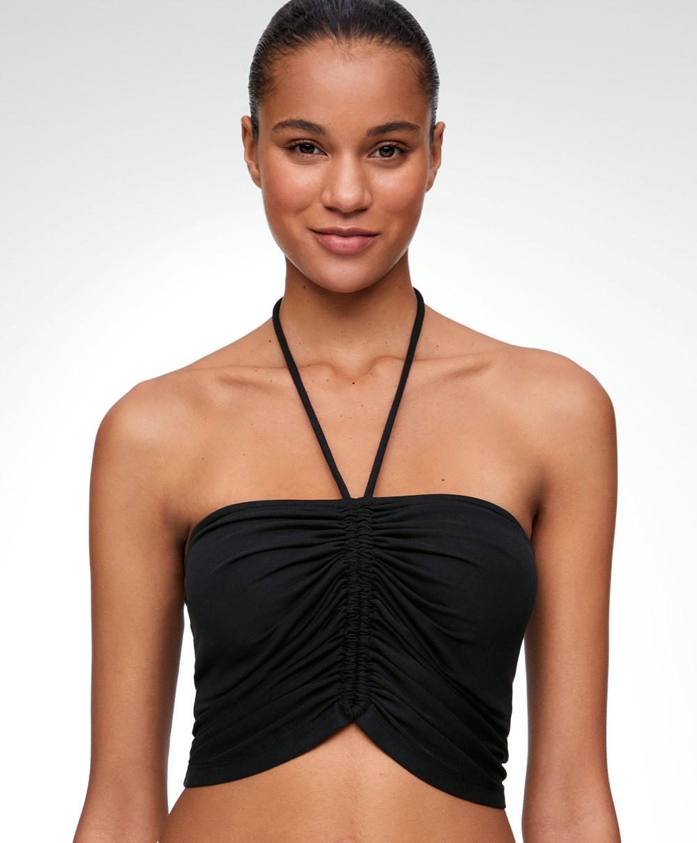 Oysho Modal Strappy Top Svarte | EGHX50846