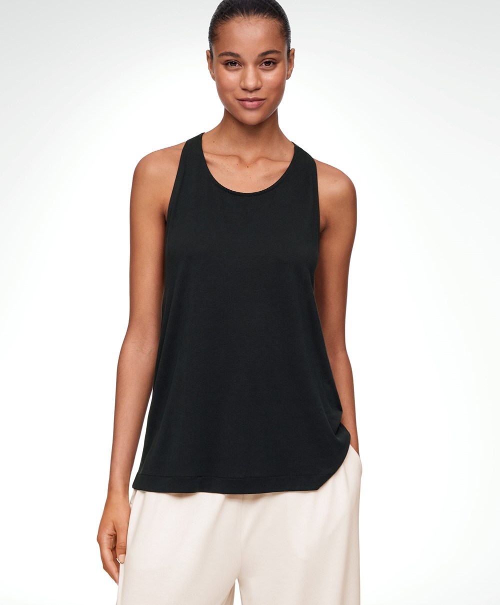 Oysho Modal Twist Vest Top Svarte | KJRV06125